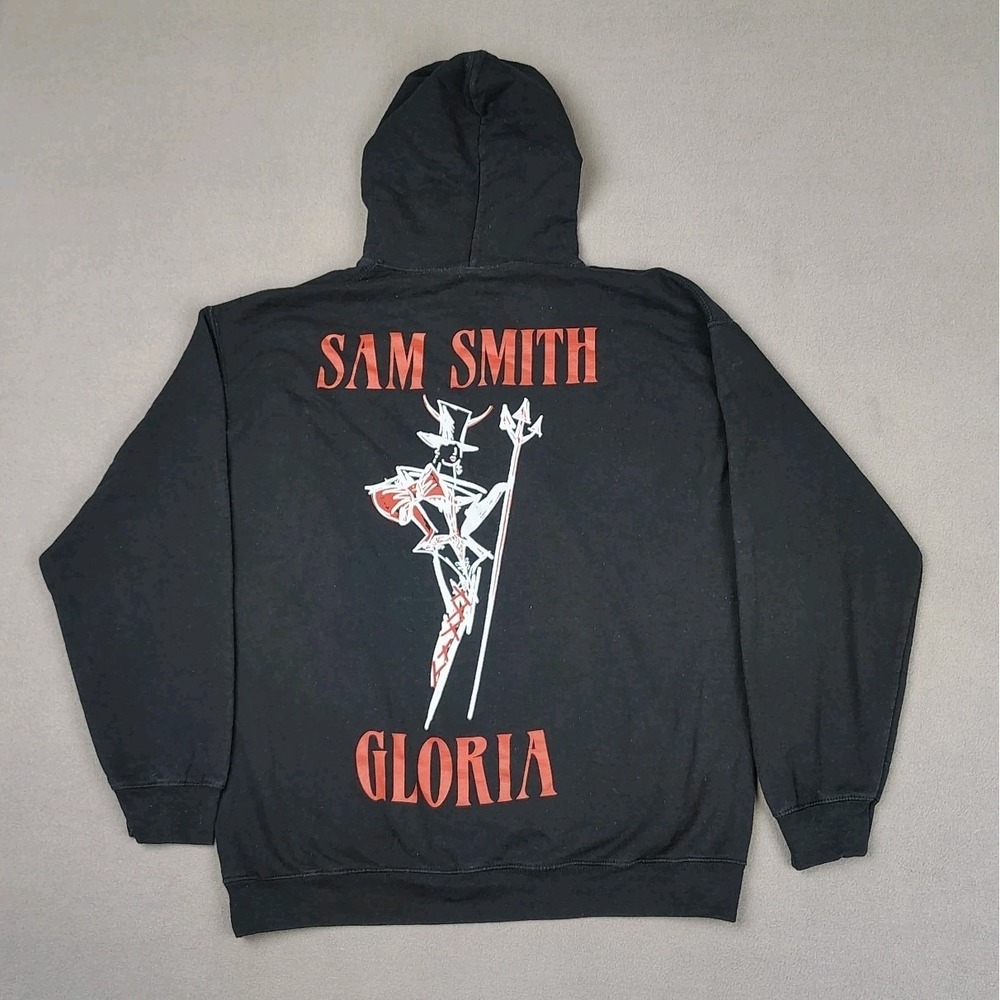 Sam‎ Smith GLORIA Hooded Sweatshirt Men Large Blackc Pouch Pocket Tour Sweater